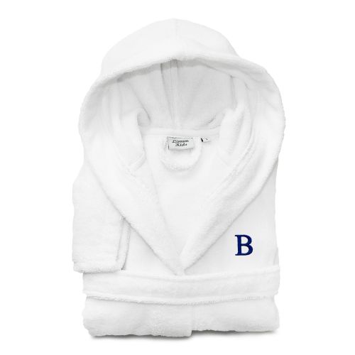  Sweet Kids Turkish Cotton Terry White with Royal Blue Monogram Hooded Bathrobe by Authentic Hotel and Spa