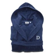 Sweet Kids Turkish Cotton Terry Midnight Blue with White Monogram Hooded Bathrobe by Authentic Hotel and Spa