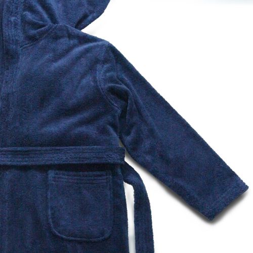  Sweet Kids Turkish Cotton Terry Midnight Blue with White Monogram Hooded Bathrobe by Authentic Hotel and Spa