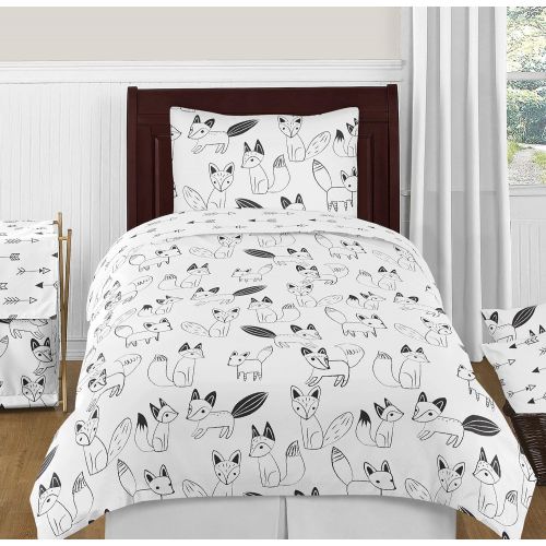  Sweet Jojo Designs 2-Piece Decorative Accent Throw Pillows for Black and White Fox Collection