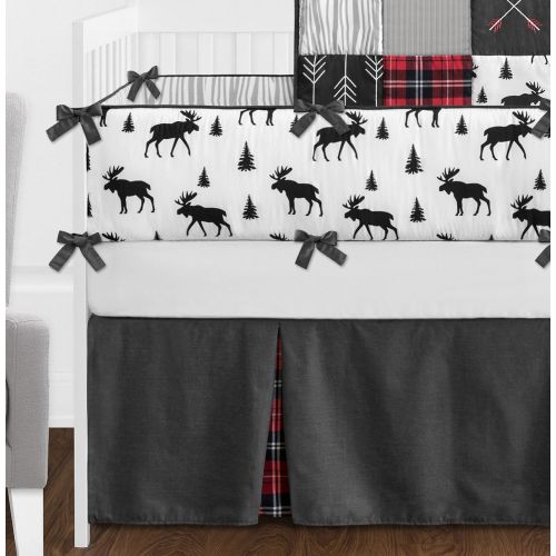  Sweet Jojo Designs Grey, Black and Red Woodland Plaid and Arrow Rustic Patch Baby Boy Crib...