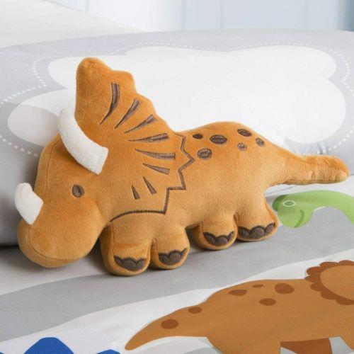  Sweet OSD 4pc Blue Grey Boys Dinosaur Theme Comforter Full Queen Set, Green Brown, Fun Dino Volcano Bedding, Jurassic Age Sharp Tooth Brontosaurus Stegosaurus Long Neck Mountain Themed P