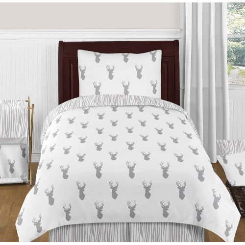  Sweet Jojo Designs 3-Piece Twin Sheet Set for Grey and White Woodland Deer Bedding Collection