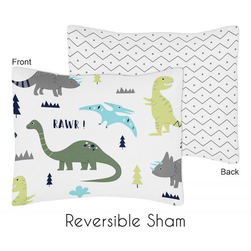  Sweet Jojo Designs 5-Piece Navy Blue and Green Modern Dinosaur Boys or Girls Toddler Bedding...