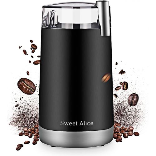  Sweet Alice Coffee Grinder Electric Quiet Coffee Bean Blade Grinders Stainless Steel for Spice Herbs Nuts Cereals Grain Mills