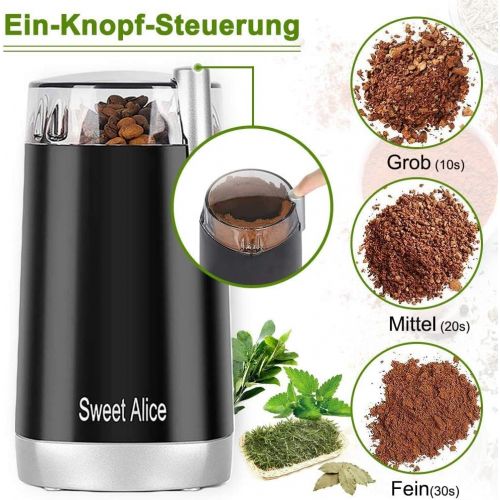  Sweet Alice Coffee Grinder Electric Quiet Coffee Bean Blade Grinders Stainless Steel for Spice Herbs Nuts Cereals Grain Mills