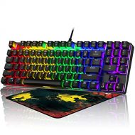 Sweet Alice [2022 New Version] Mechanical Gaming Keyboard, RGB LED Rainbow Backlit Wired Keyboard - Compact 89 Keys with Multimedia Keys and Number Keys, for PC Gamer Computer Laptop (Black)