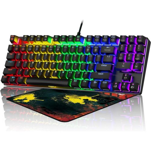  Sweet Alice [2022 New Version] Mechanical Gaming Keyboard, RGB LED Rainbow Backlit Wired Keyboard - Compact 89 Keys with Multimedia Keys and Number Keys, for PC Gamer Computer Laptop (Black)