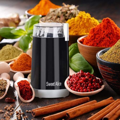  Sweet Alice Coffee Grinder Electric Quiet Coffee Bean Blade Grinders Stainless Steel for Spice Herbs Nuts Grain Small - 12 cups