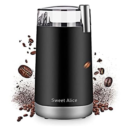  [아마존베스트]Sweet Alice Electric coffee grinder, 120 V powerful stainless steel blade with large grinding capacity and HD motor, suitable for herbs, nuts, cereal, etc.