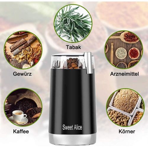  [아마존베스트]Sweet Alice Electric coffee grinder, 120 V powerful stainless steel blade with large grinding capacity and HD motor, suitable for herbs, nuts, cereal, etc.