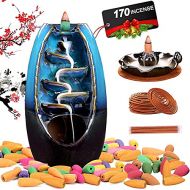 인센스스틱 Sweet Alice Ceramic Backflow Incense Burner, Waterfall Incense Holder,Total 170 Cones,Include 120 Backflow Cones +30 Incense Stick+20 Incense Coils for Home Office Aromatherapy Dec