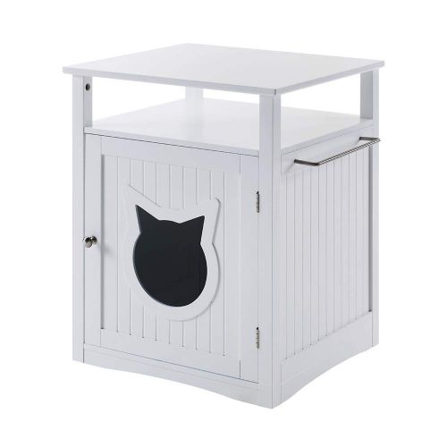  Sweet Barks Nightstand Pet House, Litter Box Furniture Indoor Pet Crate, Litter Box Enclosure, Cat Washroom, Box Cover White