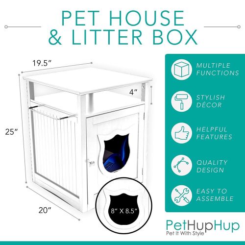  Sweet Barks Nightstand Pet House, Litter Box Furniture Indoor Pet Crate, Litter Box Enclosure, Cat Washroom, Box Cover White