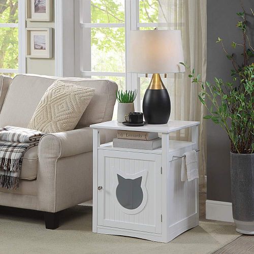  Sweet Barks Nightstand Pet House, Litter Box Furniture Indoor Pet Crate, Litter Box Enclosure, Cat Washroom, Box Cover White