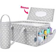 [아마존베스트]Sweet Carling Baby Diaper Caddy Organizer | Baby Shower Registry Must Haves For Boy Girl Gifts Newborn Essentials Basket | Nursery Decor Changing Table Storage For New Mom With Bottle Cooler Bag