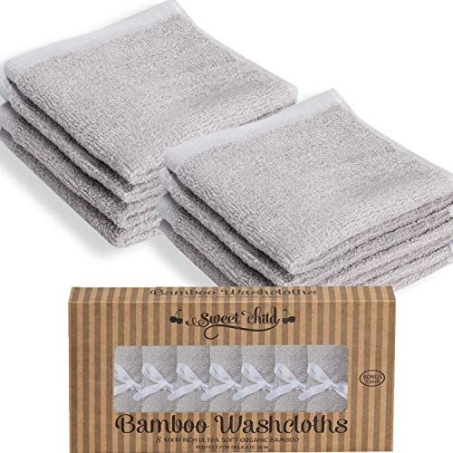  [아마존베스트]Sweet Child SWEET CHILD Bamboo Baby Washcloths (Bonus 8-Pack) - Premium Extra Soft & Absorbent Towels for...