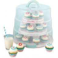 Sweet Creations 3 Tier, Collapsible Cupcake and Cakepop Display Carrier with Handel, White: Kitchen & Dining