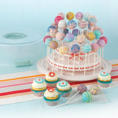  Sweet Creations 3 Tier, Collapsible Cupcake and Cakepop Display Carrier with Handel, White: Kitchen & Dining