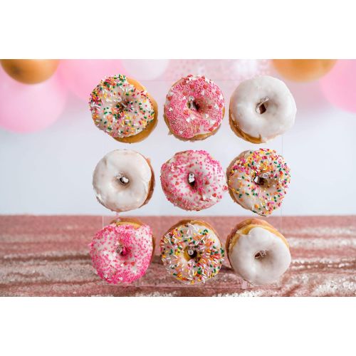  Sweet Details Party Co. Acrylic Donut Wall - Holds up to 18 Donuts - for Centerpiece, Wedding, Birthday Party, Baby Shower, Bachelorette, Dessert Table, Brunch, Bagels