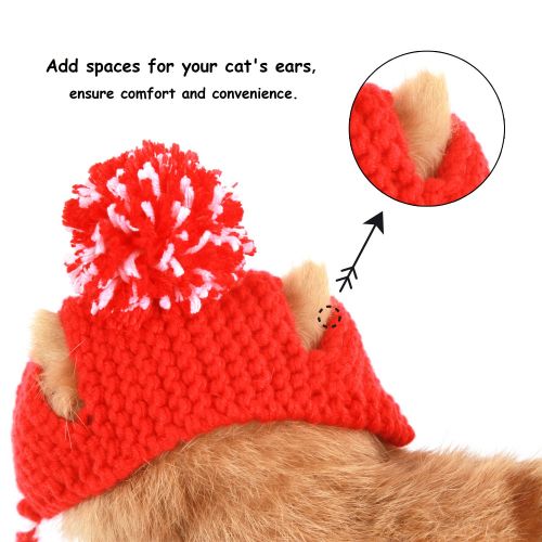  Sweet Devil Cat Hat Handmade Woolen Cute Caps Knitted Costume for Christmas Hollaween Parties