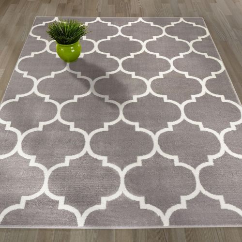  Sweet Home Stores King Collection Moroccan Trellis Design Area Rug, 710 X 910, Grey