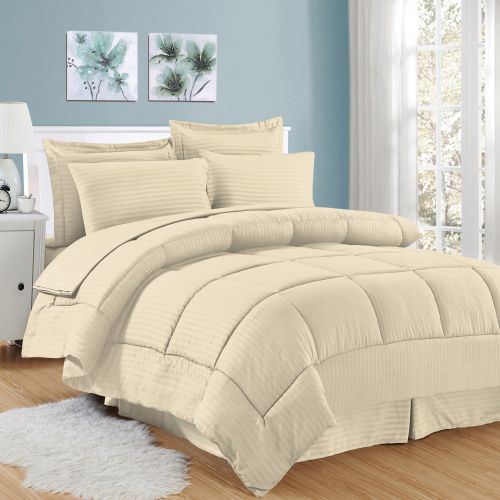  Sweet Home Collections Dobby Embossed Hotel Comforter Sheet Sham 8 Piece Bed In A Bag Set