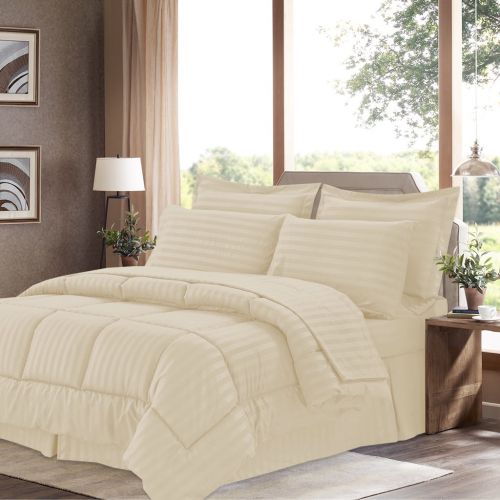  Sweet Home Collections Dobby Embossed Hotel Comforter Sheet Sham 8 Piece Bed In A Bag Set