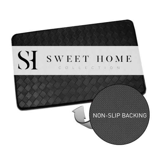  Sweet Home Collection Memory Foam Anti Fatigue Kitchen Floor Mat Rug, 18 x 30, Diamond Black