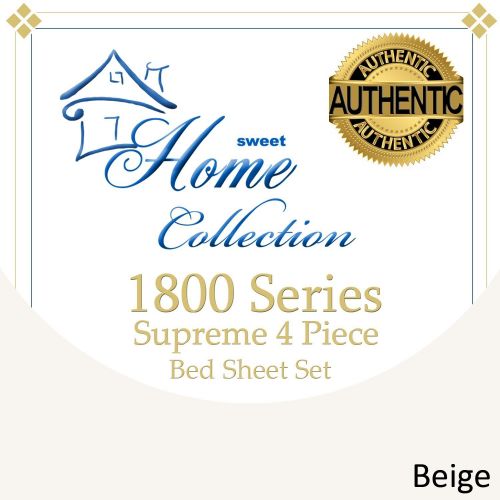  Sweet Home Collection Supreme 1800 Series 4pc Bed Sheet Set Egyptian Quality Deep Pocket - Full, Beige