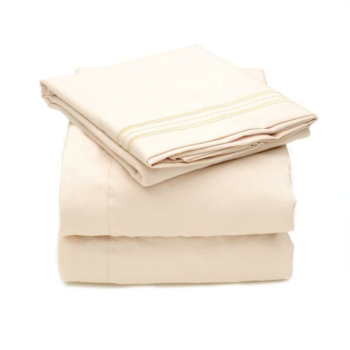  Sweet Home Collection Supreme 1800 Series 4pc Bed Sheet Set Egyptian Quality Deep Pocket - Full, Beige