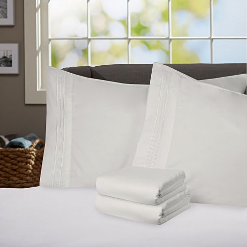  Sweet Home Collection Supreme 1800 Series 4pc Bed Sheet Set Egyptian Quality Deep Pocket - King, Beige