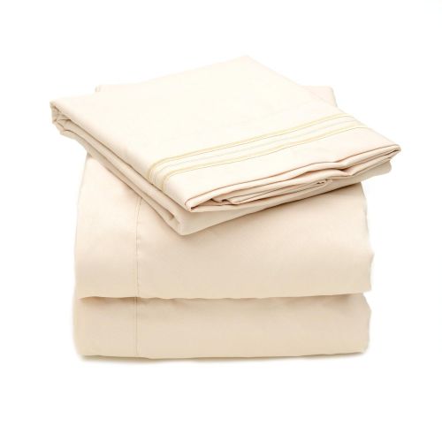  Sweet Home Collection Supreme 1800 Series 4pc Bed Sheet Set Egyptian Quality Deep Pocket - King, Beige