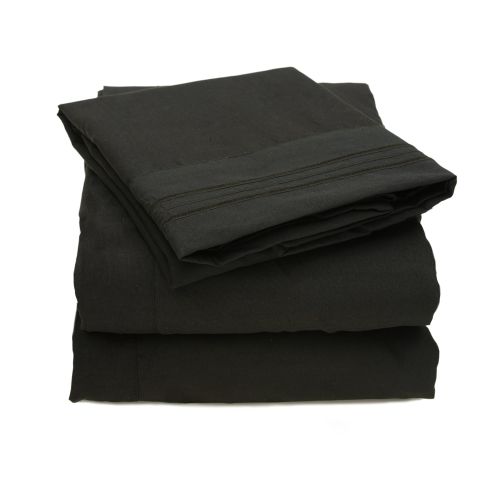 Sweet Home Collection Supreme 1800 Series 4pc Bed Sheet Set Egyptian Quality Deep Pocket - King, Black