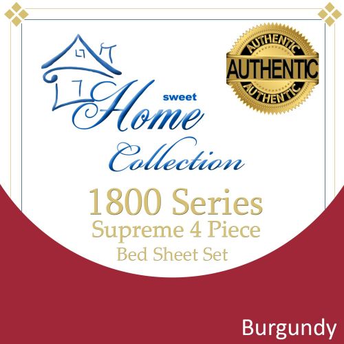  Sweet Home Collection Supreme 1800 Series 4pc Bed Sheet Set Egyptian Quality Deep Pocket - Full, Burgundy