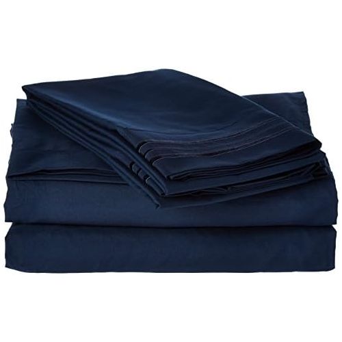  Sweet Home Collection Supreme 1800 Series 4pc Bed Sheet Set Egyptian Quality Deep Pocket - Queen, Navy
