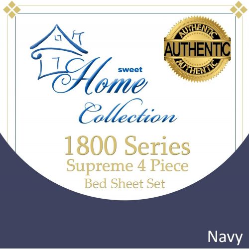  Sweet Home Collection Supreme 1800 Series 4pc Bed Sheet Set Egyptian Quality Deep Pocket - Queen, Navy