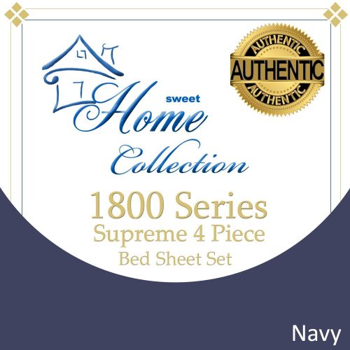  Sweet Home Collection Supreme 1800 Series 4pc Bed Sheet Set Egyptian Quality Deep Pocket - California King, Navy