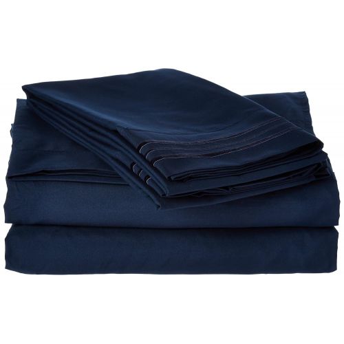  Sweet Home Collection Supreme 1800 Series 4pc Bed Sheet Set Egyptian Quality Deep Pocket - California King, Navy