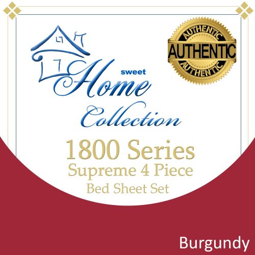  Sweet Home Collection Supreme 1800 Series 4pc Bed Sheet Set Egyptian Quality Deep Pocket - King, Burgundy