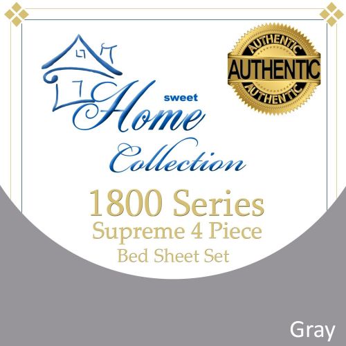  Sweet Home Collection Supreme 1800 Series 4pc Bed Sheet Set Egyptian Quality Deep Pocket - Full, Gray