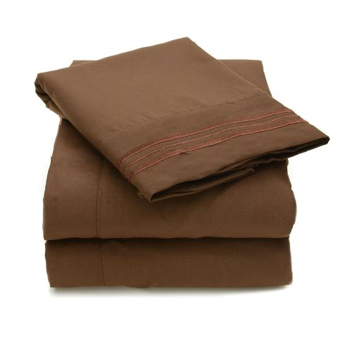  Sweet Home Collection Supreme 1800 Series 4pc Bed Sheet Set Egyptian Quality Deep Pocket - California King, Chocolate Brown