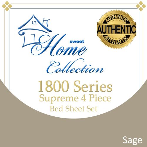  Sweet Home Collection Supreme 1800 Series 4pc Bed Sheet Set Egyptian Quality Deep Pocket - King, Sage