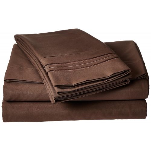  Sweet Home Collection Supreme 1800 Series 4pc Bed Sheet Set Egyptian Quality Deep Pocket - Full, Brown