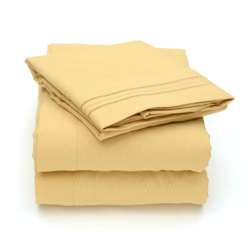  Sweet Home Collection Supreme 1800 Series 4pc Bed Sheet Set Egyptian Quality Deep Pocket - King, Camel