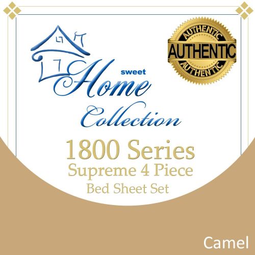  Sweet Home Collection Supreme 1800 Series 4pc Bed Sheet Set Egyptian Quality Deep Pocket - King, Camel