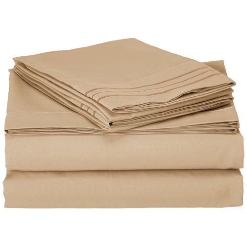  Sweet Home Collection Supreme 1800 Series 4pc Bed Sheet Set Egyptian Quality Deep Pocket - King, Camel