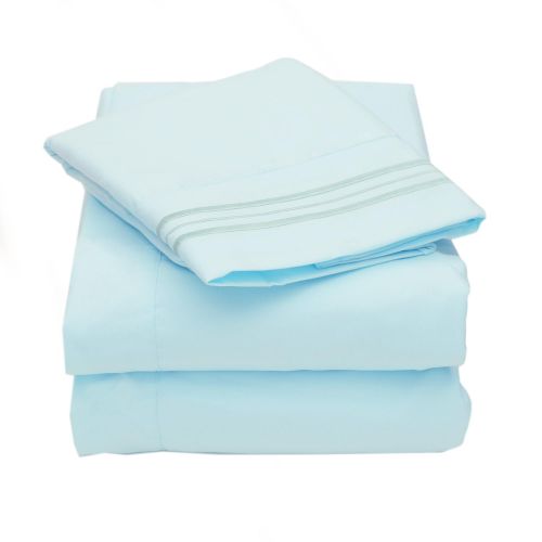  Sweet Home Collection Supreme 1800 Series 4pc Bed Sheet Set Egyptian Quality Deep Pocket - King, Light Blue