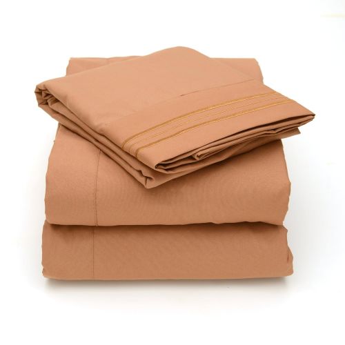  Sweet Home Collection Supreme 1800 Series 4pc Bed Sheet Set Egyptian Quality Deep Pocket - Queen, Mocha Chocolate