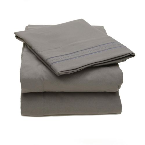  Sweet Home Collection Supreme 1800 Series 4pc Bed Sheet Set Egyptian Quality Deep Pocket - King, Gray